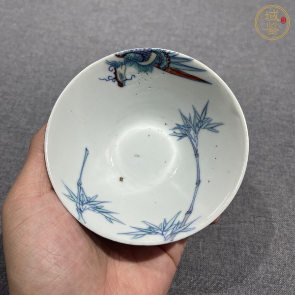 古玩陶瓷斗彩竹鳳紋斗笠碗真品鑒賞圖