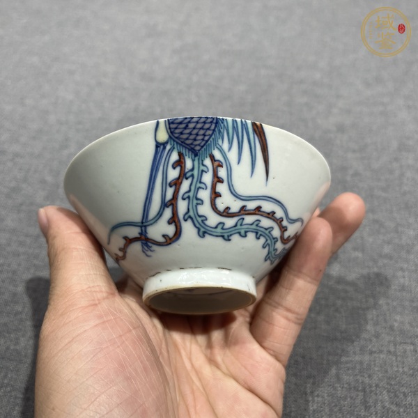 古玩陶瓷斗彩竹鳳紋斗笠碗真品鑒賞圖