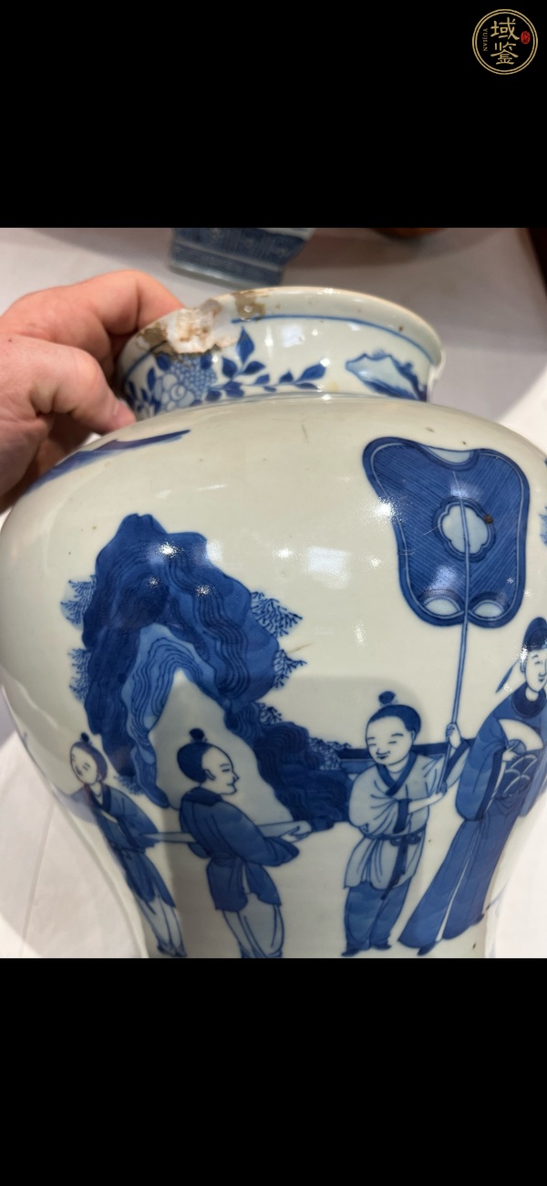 古玩陶瓷人物紋青花將軍罐真品鑒賞圖