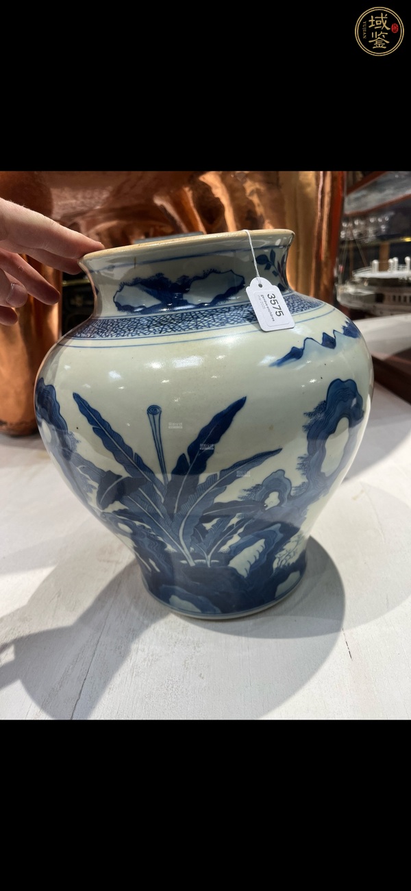 古玩陶瓷人物紋青花將軍罐真品鑒賞圖