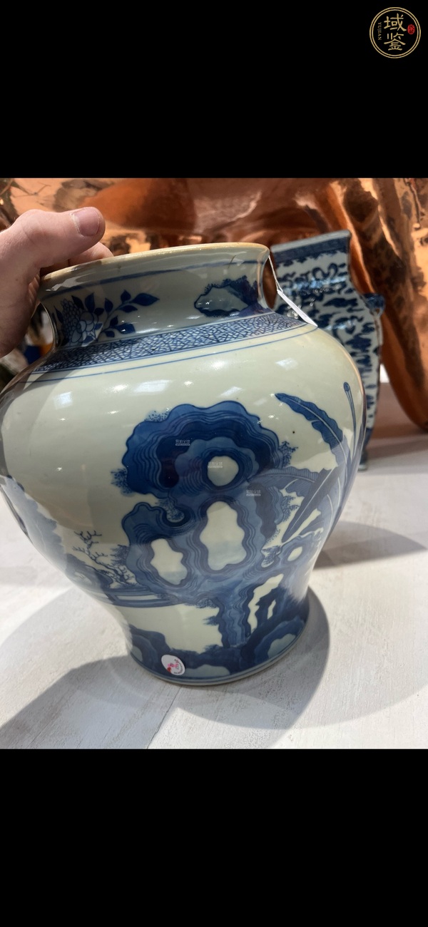 古玩陶瓷人物紋青花將軍罐真品鑒賞圖