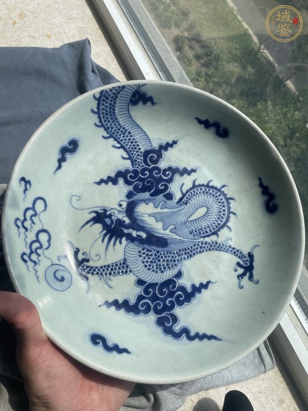 古玩陶瓷雍正·青花過墻龍紋盤 真品鑒賞圖