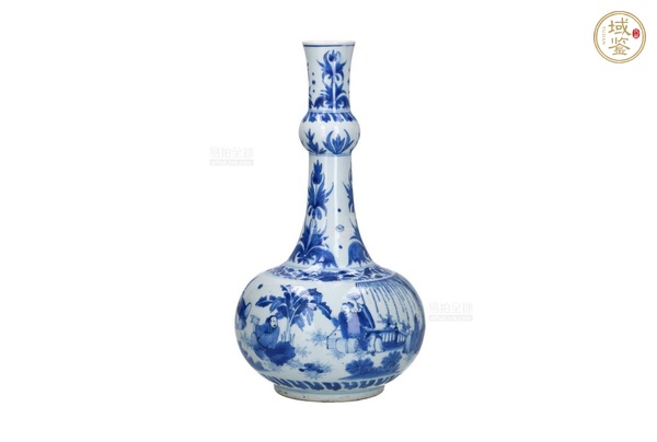 古玩陶瓷青花人物故事紋蒜頭瓶真品鑒賞圖