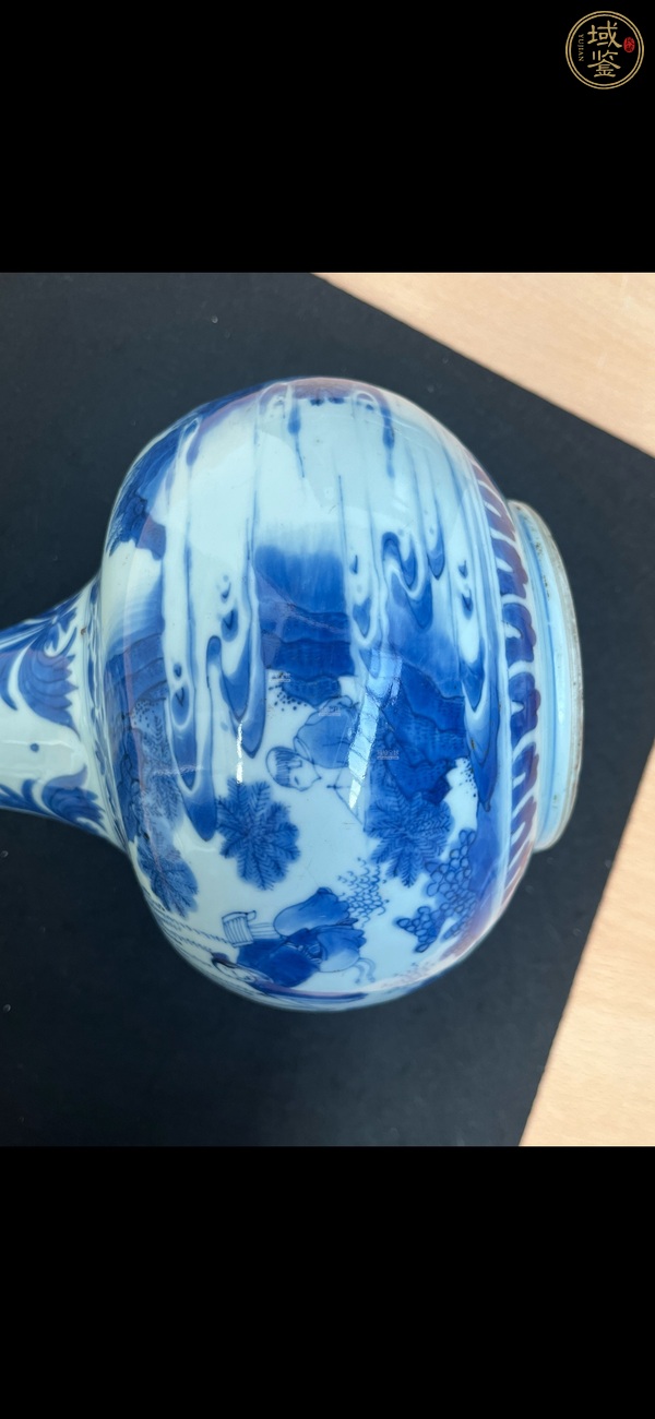 古玩陶瓷青花人物故事紋蒜頭瓶真品鑒賞圖