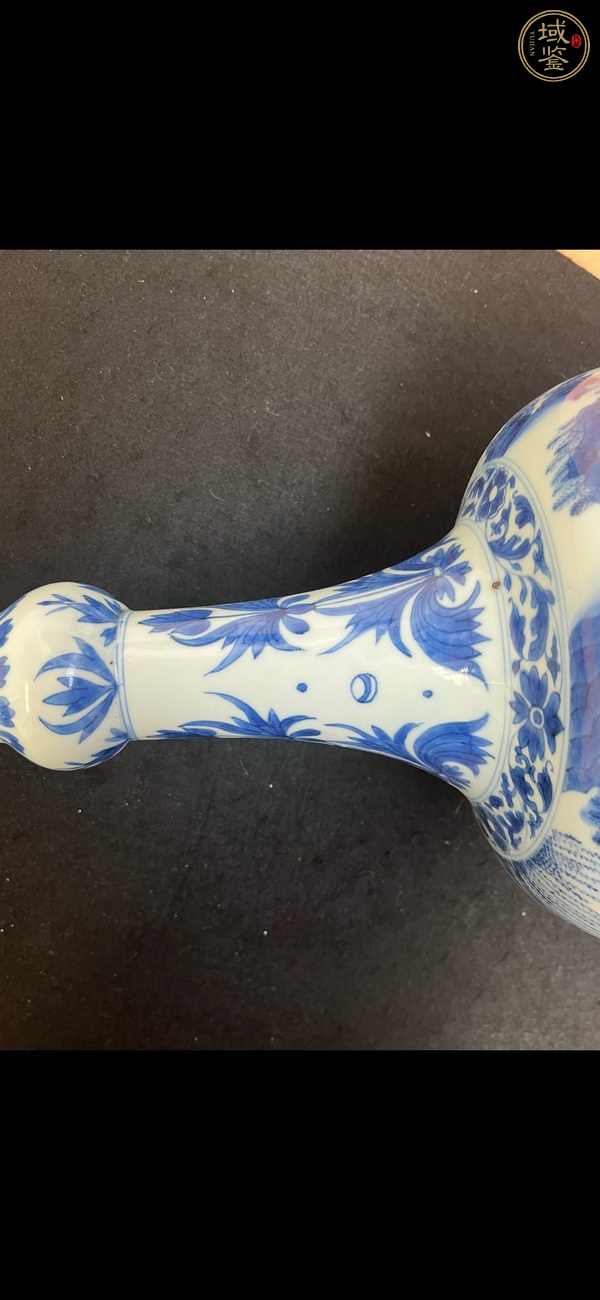 古玩陶瓷青花人物故事紋蒜頭瓶真品鑒賞圖