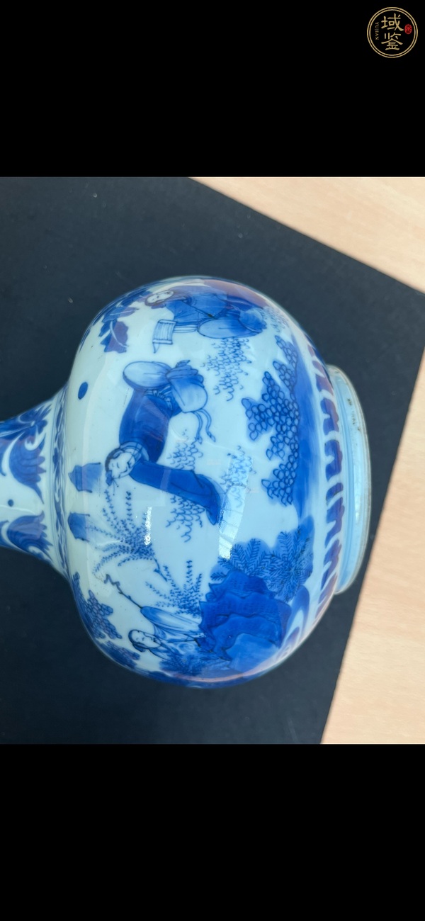 古玩陶瓷青花人物故事紋蒜頭瓶真品鑒賞圖