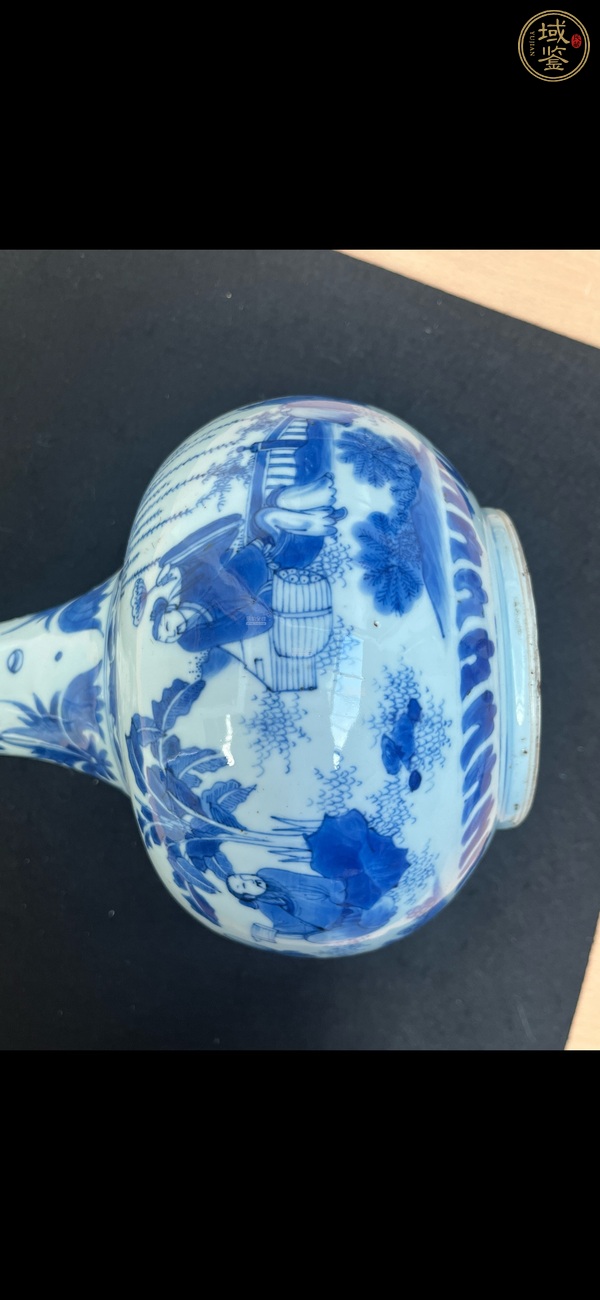 古玩陶瓷青花人物故事紋蒜頭瓶真品鑒賞圖