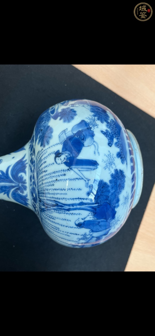 古玩陶瓷青花人物故事紋蒜頭瓶真品鑒賞圖