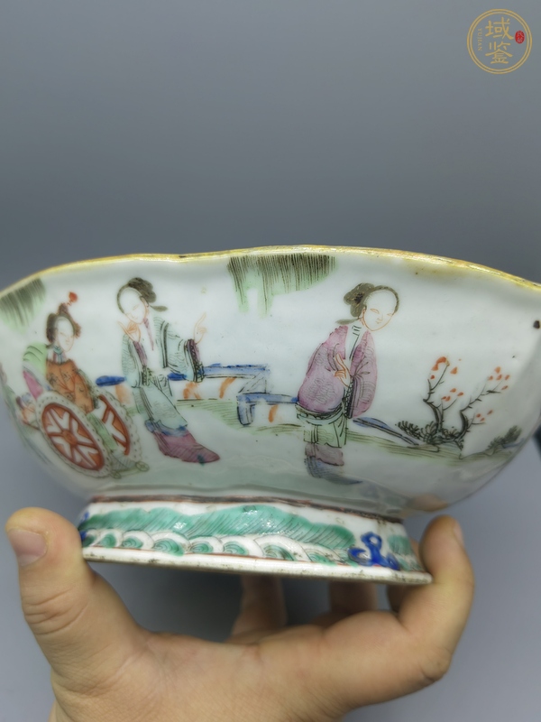 古玩陶瓷同治細(xì)路粉彩供盤真品鑒賞圖
