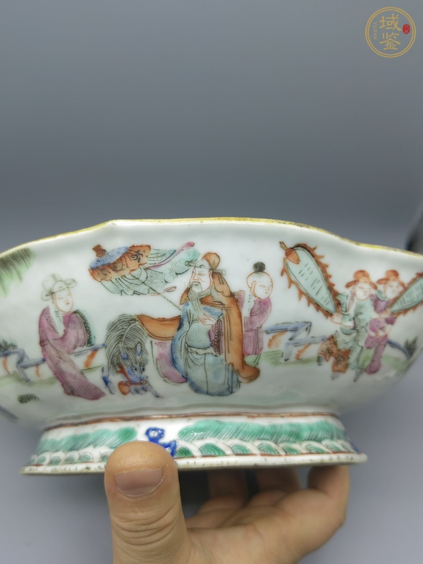 古玩陶瓷同治細(xì)路粉彩供盤真品鑒賞圖