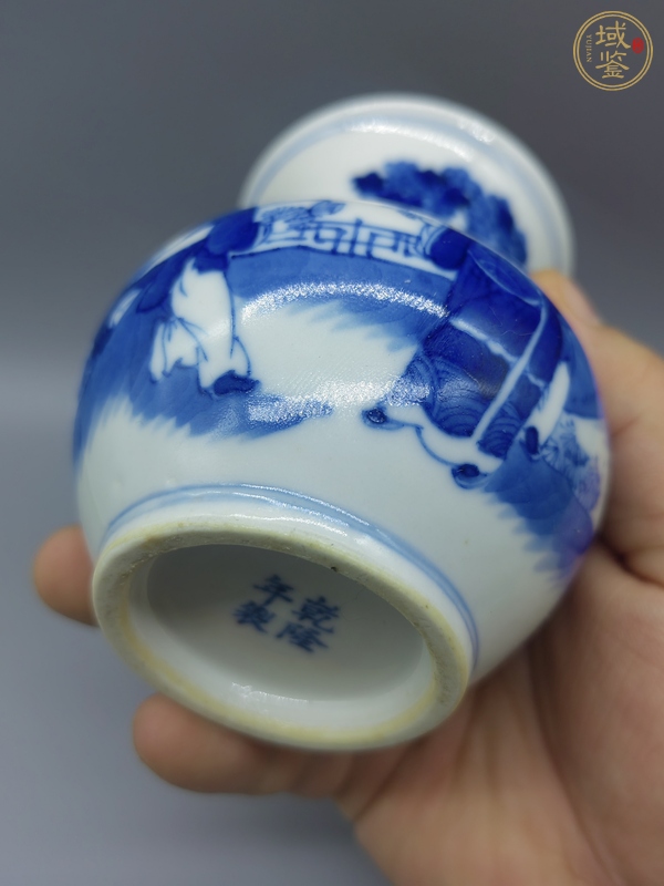 古玩陶瓷晚清青花渣斗真品鑒賞圖