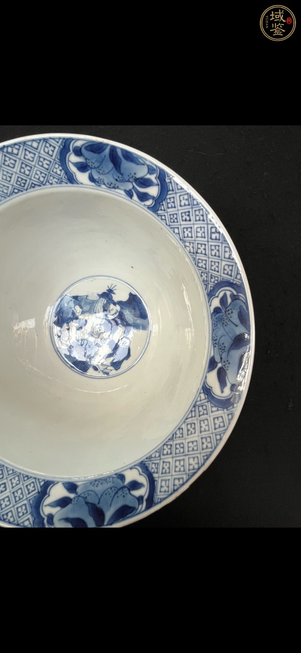 古玩陶瓷青花人物詩(shī)文折腰碗真品鑒賞圖