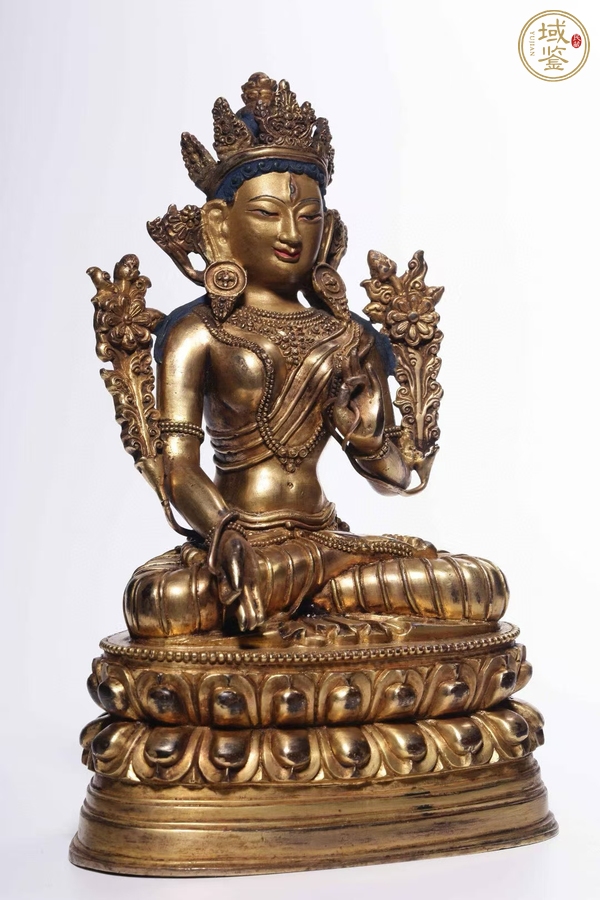 古玩銅器銅鎏金菩薩像真品鑒賞圖