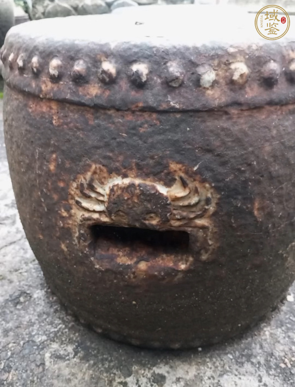 古玩雜項漢白玉坐鼓真品鑒賞圖
