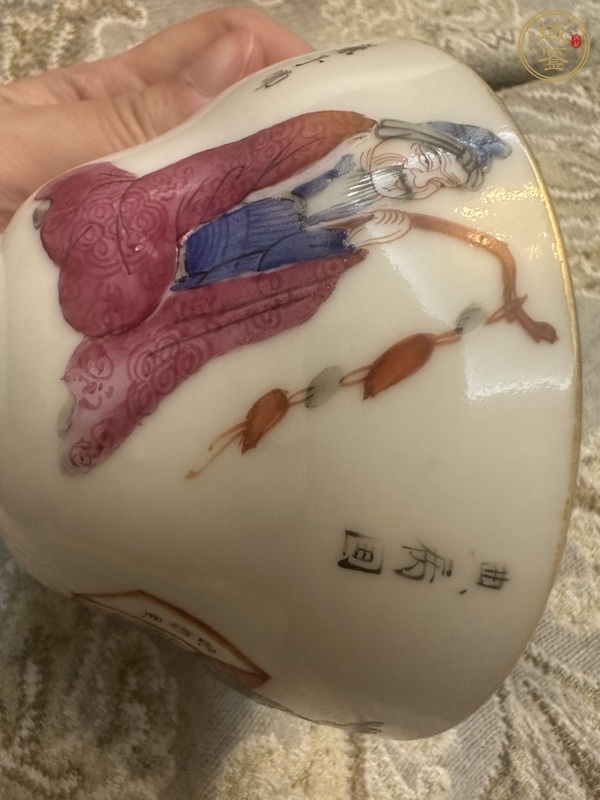 古玩陶瓷咸豐無雙譜粉彩碗真品鑒賞圖