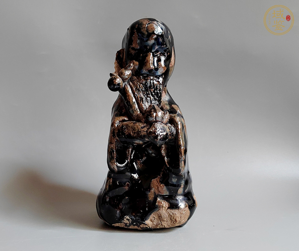 古玩陶瓷黑釉壽星造像真品鑒賞圖