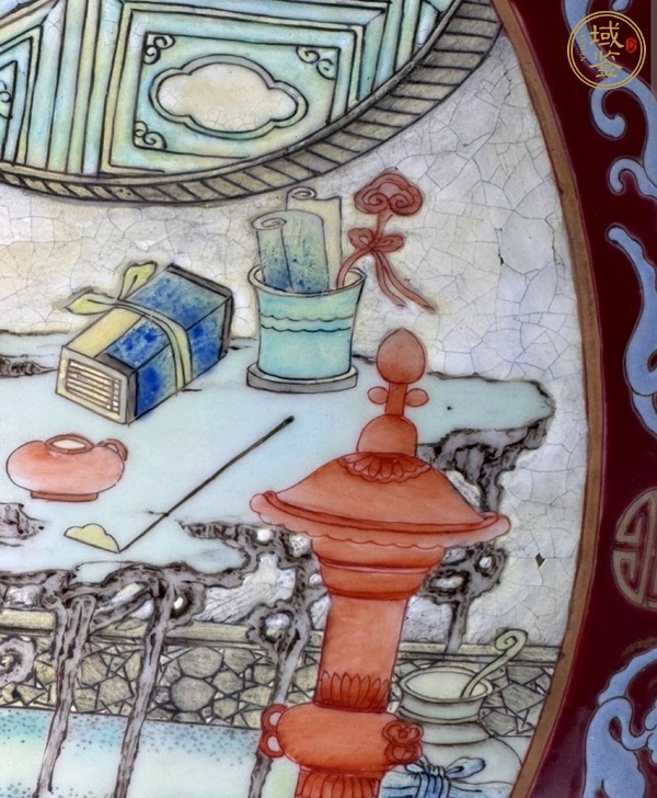 古玩陶瓷民國時(shí)期粉彩人物瓷板真品鑒賞圖