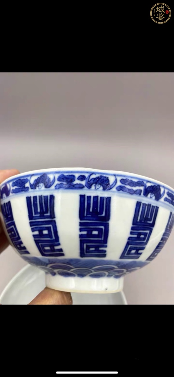 古玩陶瓷青花福壽紋蓋碗真品鑒賞圖