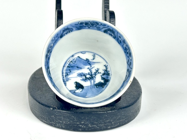 古玩陶瓷清康熙 · 漁樵耕讀青花杯拍賣(mài)，當(dāng)前價(jià)格0元
