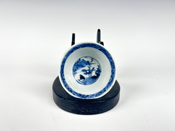 古玩陶瓷清康熙 · 漁樵耕讀青花杯拍賣(mài)，當(dāng)前價(jià)格0元