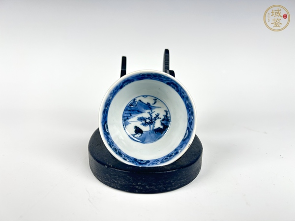 古玩陶瓷清康熙 · 漁樵耕讀青花杯真品鑒賞圖