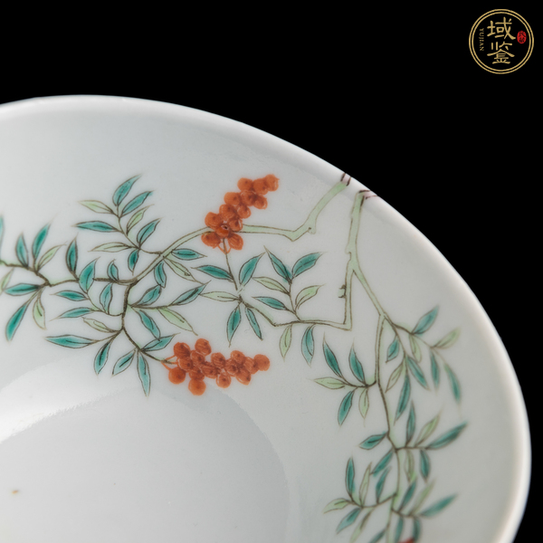 古玩陶瓷粉彩過枝花果紋蓋碗真品鑒賞圖