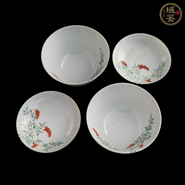 古玩陶瓷粉彩過枝花果紋蓋碗真品鑒賞圖