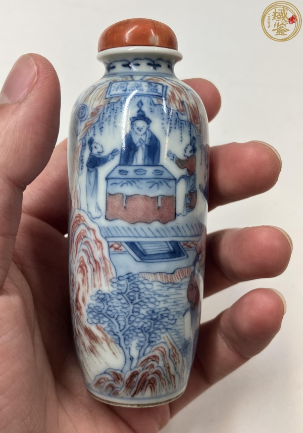 古玩陶瓷青花釉里紅人物鼻煙壺真品鑒賞圖