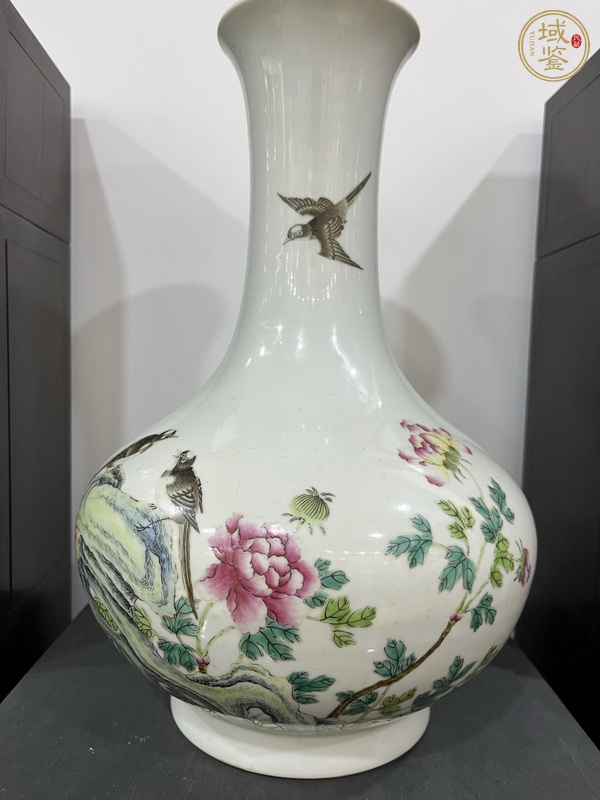 古玩粉彩富貴白頭紋賞瓶真品鑒賞圖