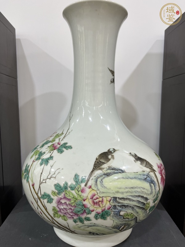 古玩字畫(huà)粉彩富貴白頭紋賞瓶真品鑒賞圖