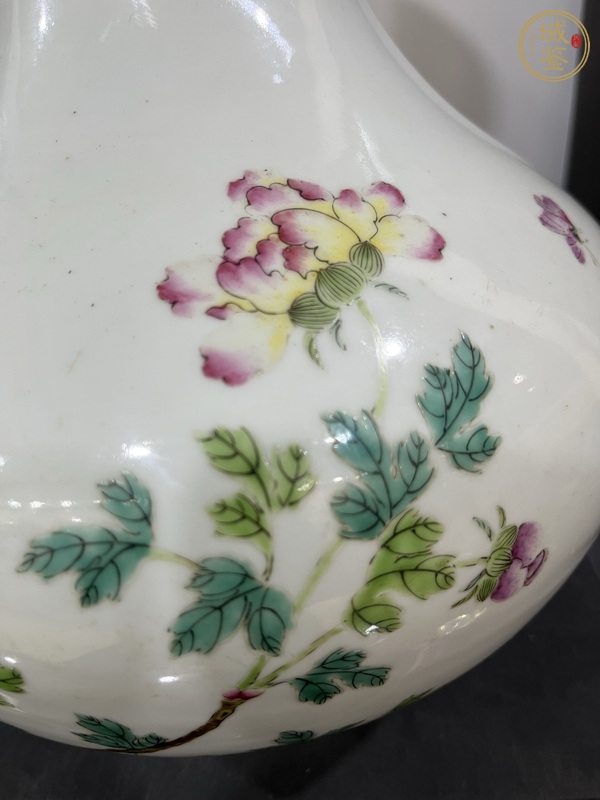 古玩字畫(huà)粉彩富貴白頭紋賞瓶真品鑒賞圖