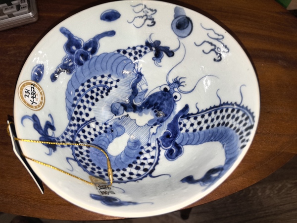 古玩陶瓷青花過(guò)墻龍大碗拍賣(mài),當(dāng)前價(jià)格1888元