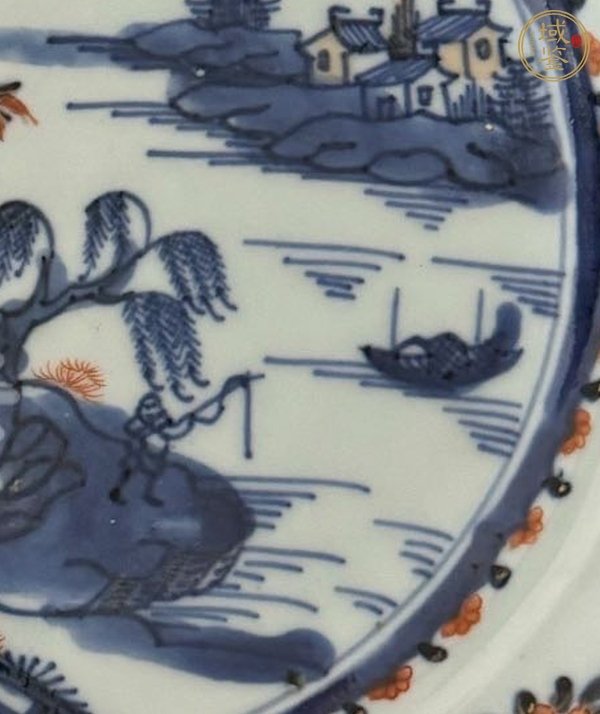 古玩陶瓷青花胭脂紅盤真品鑒賞圖
