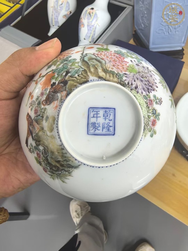 古玩陶瓷花鳥紋薄胎碗真品鑒賞圖