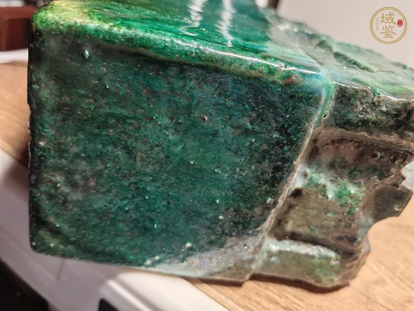古玩陶瓷石灣窯綠釉獅鈕印章真品鑒賞圖