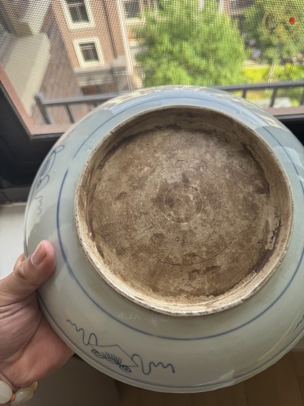 古玩陶瓷壽字紋青花盤真品鑒賞圖