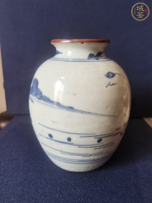 古玩陶瓷山水紋青花罐真品鑒賞圖