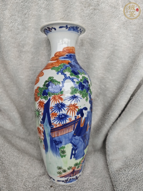 古玩陶瓷清光緒 青花加彩觀音瓶真品鑒賞圖