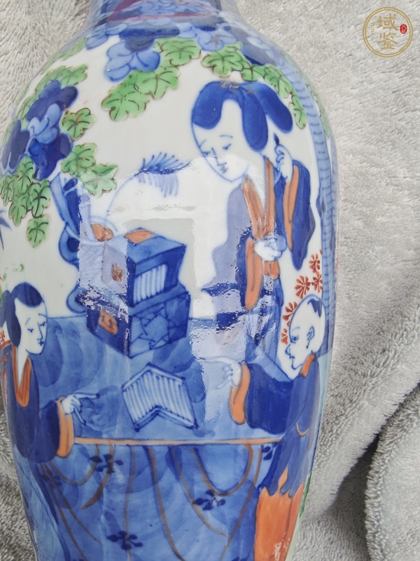 古玩陶瓷清光緒 青花加彩觀音瓶真品鑒賞圖