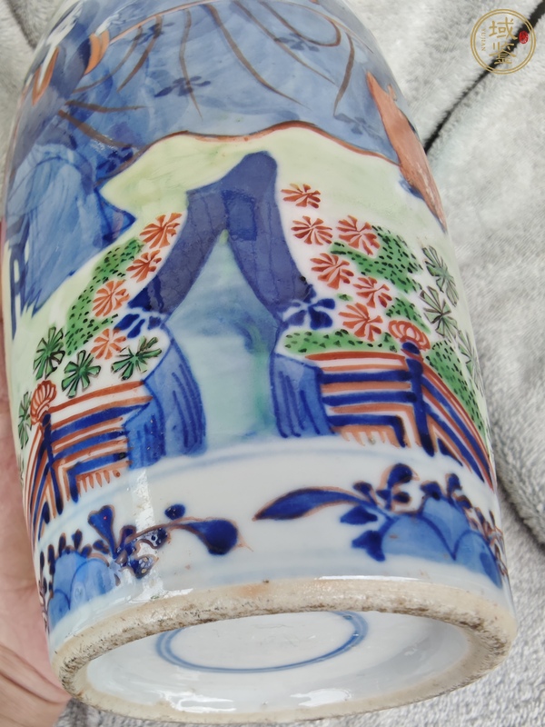 古玩陶瓷清光緒 青花加彩觀音瓶真品鑒賞圖