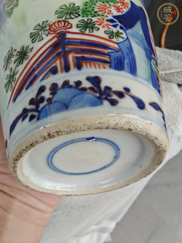 古玩陶瓷清光緒 青花加彩觀音瓶真品鑒賞圖