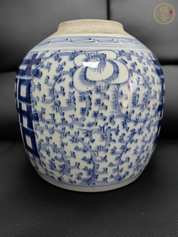 古玩陶瓷囍字紋青花罐真品鑒賞圖