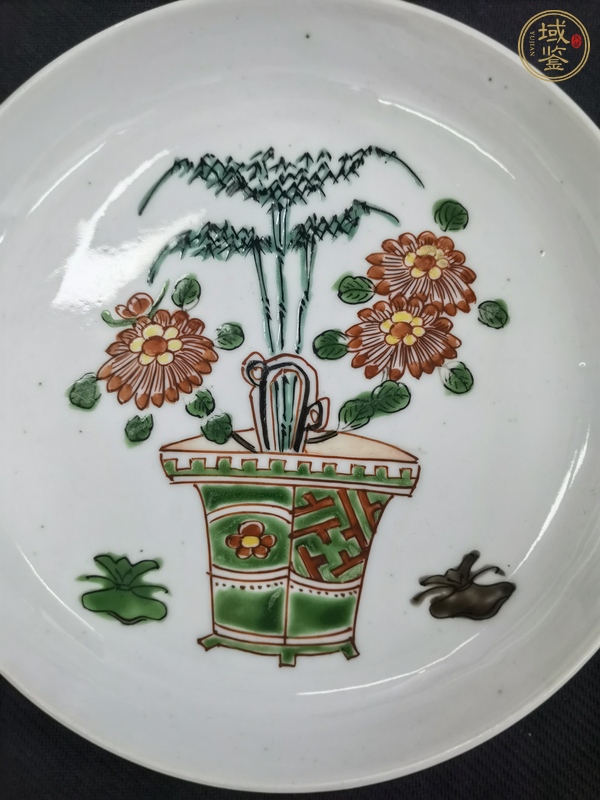古玩陶瓷清康熙 五彩花卉紋盤一對真品鑒賞圖