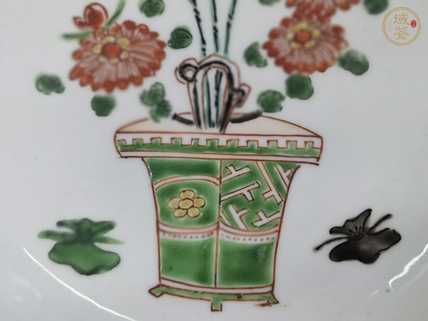 古玩陶瓷清康熙 五彩花卉紋盤一對真品鑒賞圖