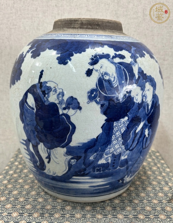 古玩陶瓷青花三星人物大罐真品鑒賞圖