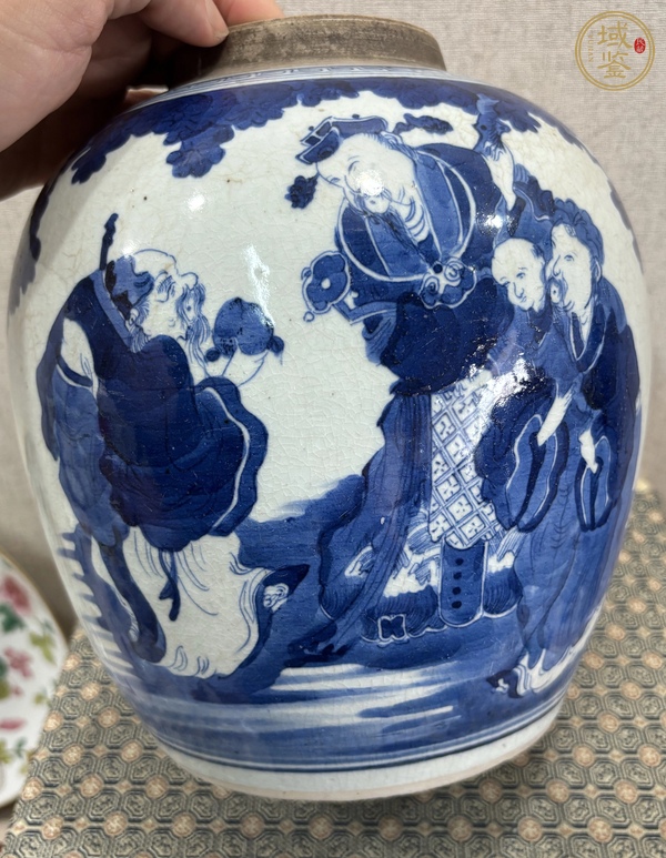 古玩陶瓷青花三星人物大罐真品鑒賞圖
