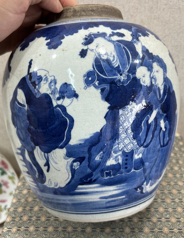 古玩陶瓷乾隆青花福祿壽三星人物大罐拍賣(mài)，當(dāng)前價(jià)格8888元