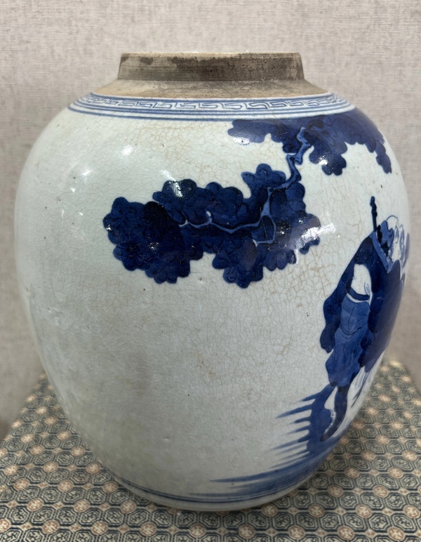 古玩陶瓷乾隆青花福祿壽三星人物大罐拍賣(mài)，當(dāng)前價(jià)格8888元