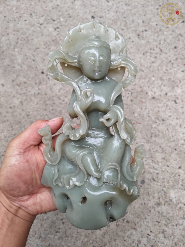 古玩玉器和田玉雕“觀音”擺件真品鑒賞圖