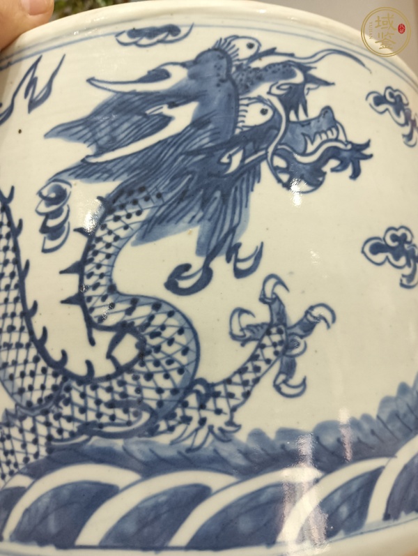 古玩陶瓷青花雙龍戲珠直筒爐真品鑒賞圖